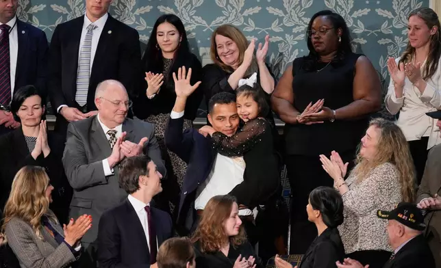 Dalilah Coleman, who was injured in a 2024 car crash, is recognized during President Donald Trump's State of the Union address to a joint session of Congress in the House chamber at the U.S. Capitol in Washington, Tuesday, Feb. 24, 2026. (AP Photo/Alex Brandon)