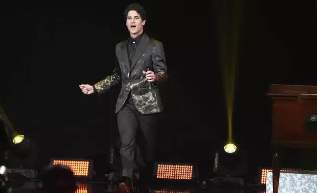 Host Darren Criss appears during the 68th annual Grammy Awards on Sunday, Feb. 1, 2026, in Los Angeles. (AP Photo/Chris Pizzello)
