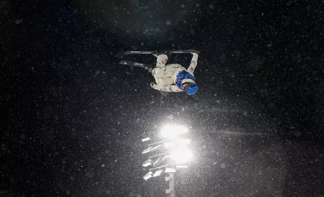 China's Eileen Gu competes during the women's freestyle skiing big air finals at the 2026 Winter Olympics, in Livigno, Italy, Monday, Feb. 16, 2026. (AP Photo/Abbie Parr)