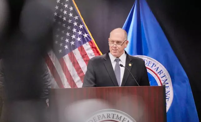 White House border czar Tom Homan holds a news conference at the Bishop Whipple Federal building on Thursday, Feb. 12, 2026 in Minneapolis. (Leila Navidi /Star Tribune via AP)