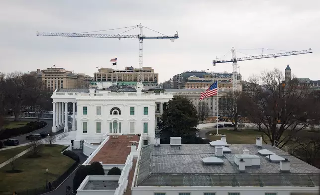 The White House, including the West Wing and construction of the new ballroom, is seen from the Old Eisenhower Executive Office Building on the White House campus Wednesday, Feb. 25, 2026, in Washington. (AP Photo/Tom Brenner)