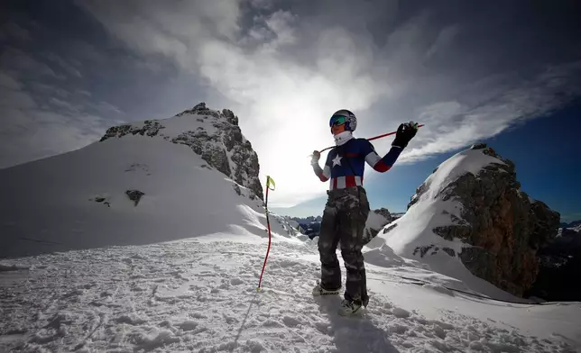 FILE - United States' Lindsey Vonn prepares for an alpine ski, women's World Cup downhill training, in Cortina D'Ampezzo, Italy, Thursday, Jan.18, 2018. (AP Photo/Gabriele Facciotti, File)