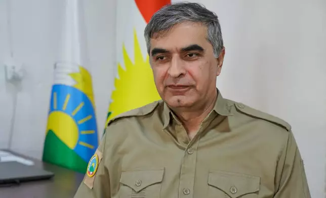 Karim Parwizi, member of the leadership council of the Democratic Party of Iranian Kurdistan, PDKI, gives an interview in Irbil, Iraq, Friday, Feb. 27, 2026. (AP Photo/Rashid Yahya)