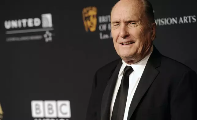 FILE - Robert Duvall arrives at the BAFTA Los Angeles Britannia Awards in Beverly Hills, Calif., on Oct. 30, 2014. (Photo by Chris Pizzello/Invision/AP, File)