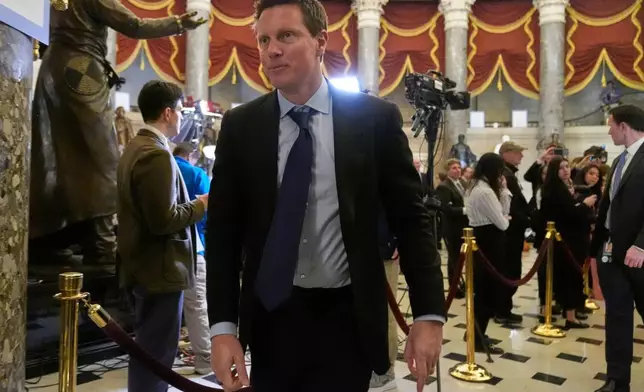 Paramount Skydance chairman and CEO David Ellison arrives before President Donald Trump delivers the State of the Union address to a joint session of Congress in the House chamber at the U.S. Capitol in Washington, Tuesday, Feb. 24, 2026. (AP Photo/Mark Schiefelbein)