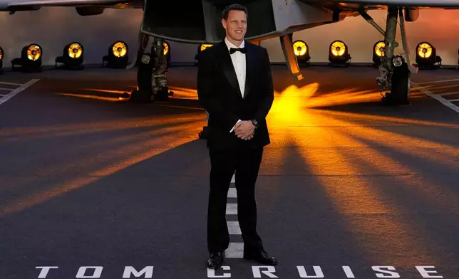 FILE - Producer David Ellison poses during the 'Top Gun Maverick' UK premiere at a central London cinema, on May 19, 2022. (AP Photo/Alberto Pezzali, File)