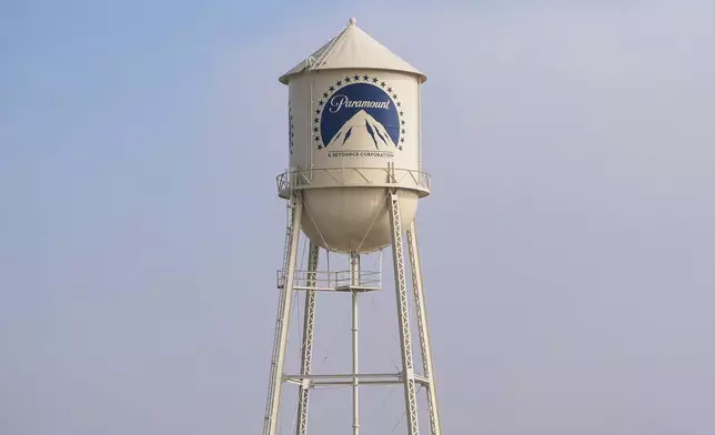 The Paramount Pictures water tower appears in Los Angeles on Dec. 17, 2025.(AP Photo/Jae C. Hong, File)