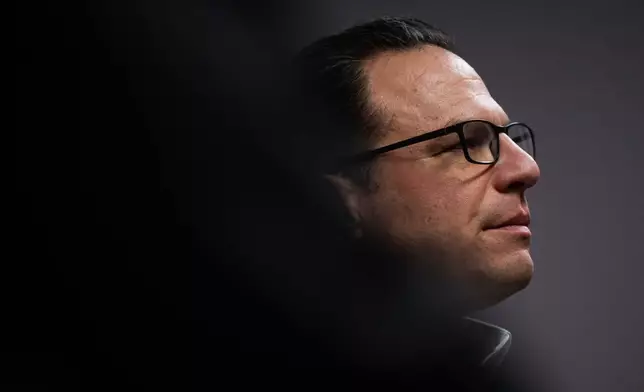 Pennsylvania Gov. Josh Shapiro is seen after a B'nai B'rith Youth Organization International Convention on Thursday, Feb. 12, 2026, in Philadelphia. (AP Photo/Joe Lamberti)