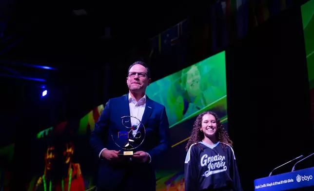 Pennsylvania Gov. Josh Shapiro leaves the stage at a B'nai B'rith Youth Organization International Convention on Thursday, Feb. 12, 2026, in Philadelphia. (AP Photo/Joe Lamberti)