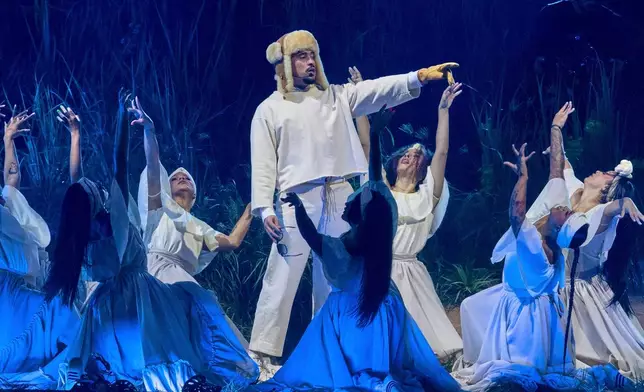 FILE - Bad Bunny performs during his first show of his 30-date concert residency at the Coliseo de Puerto Rico José Miguel Agrelot, in San Juan, Puerto Rico, July 11, 2025. (AP Photo/Alejandro Granadillo, File)