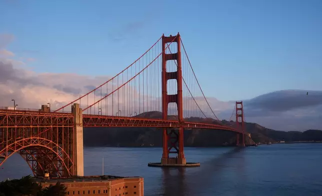 The Golden Gate Bridge is seen in San Francisco, Thursday, Oct. 9, 2025. (AP Photo/Jeff Chiu)