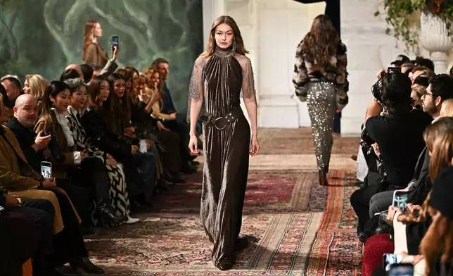 Model Gigi Hadid walks the runway during the Ralph Lauren Fall/Winter 2026 fashion show as part of New York Fashion Week, Tuesday, Feb. 10, 2026, in New York. (Photo by Evan Agostini/Invision/AP)