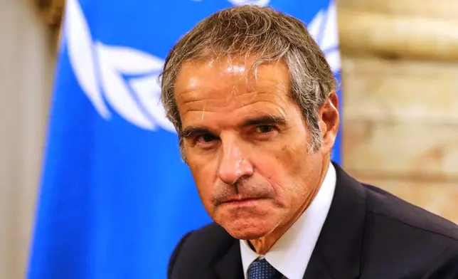 FILE - Director General of the International Atomic Energy Agency (IAEA) Rafael Grossi looks on during a meeting with Egyptian Foreign Minister Badr Abdelatty and Iranian Foreign Minister Abbas Araghchi at Tahrir Palace in Cairo, Tuesday, Sept. 9, 2025. (AP Photo/Khaled Elfiqi, File)