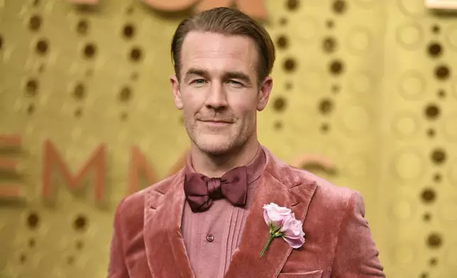 FILE - James Van Der Beek arrives at the 71st Primetime Emmy Awards in Los Angeles on Sept. 22, 2019. (Photo by Richard Shotwell/Invision/AP, File)