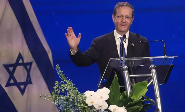 Israeli President Isaac Herzog speaks at a Jewish community event in Melbourne, Thursday, Feb. 12, 2026. (AP Photo/Asanka Brendon Ratnayake)