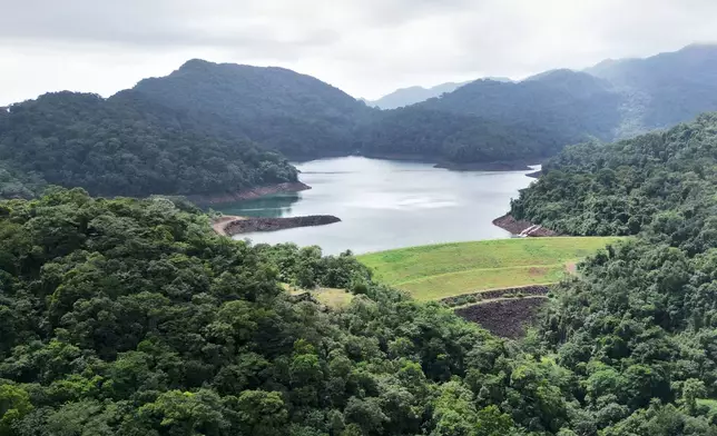 An aerial view of the Guma Dam, about a mile from Bio Barray in the Western Area Peninsula National Park, Sierra Leone, Wednesday, July 2, 2025. (AP Photo/Misper Apawu)