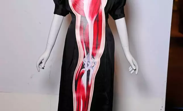A Christopher Kane dress is displayed in preparation for The Metropolitan Museum of Art's spring exhibition, "Costume Art," on Thursday, Feb. 12, 2026, in New York. (Photo by Charles Sykes/Invision/AP)