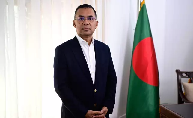 Bangladesh Nationalist Party Chairperson Tarique Rahman poses for a photograph in his party office in Dhaka, Bangladesh, Sunday, Feb. 8, 2026. (AP Photo/Mahmud Hossain Opu)