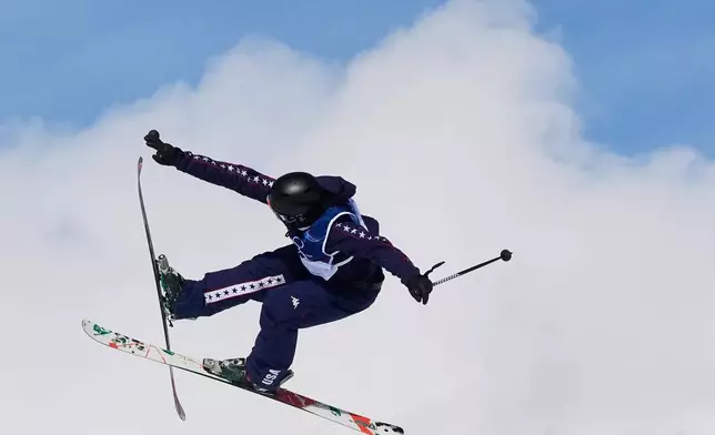 United States' Konnor Ralph practices during a freestyle skiing slopestyle training session at the 2026 Winter Olympics, in Livigno, Italy, Thursday, Feb. 5, 2026. (AP Photo/Lindsey Wasson)