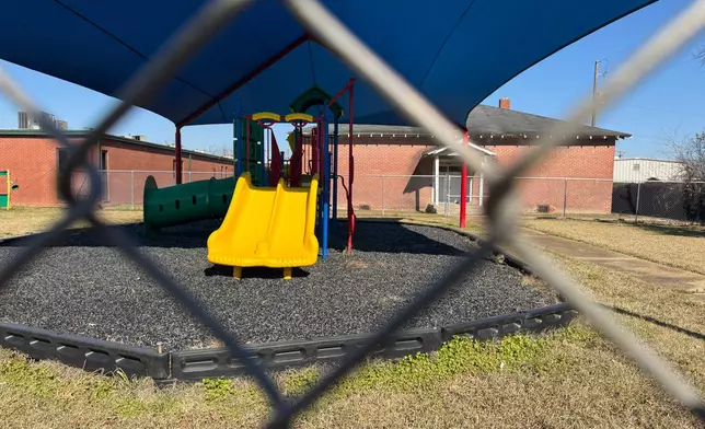 A playground in the Humphreys County School District sits empty on Monday, Feb. 2, 2026 in Belzoni, Miss. (AP Photo/Sophie Bates)
