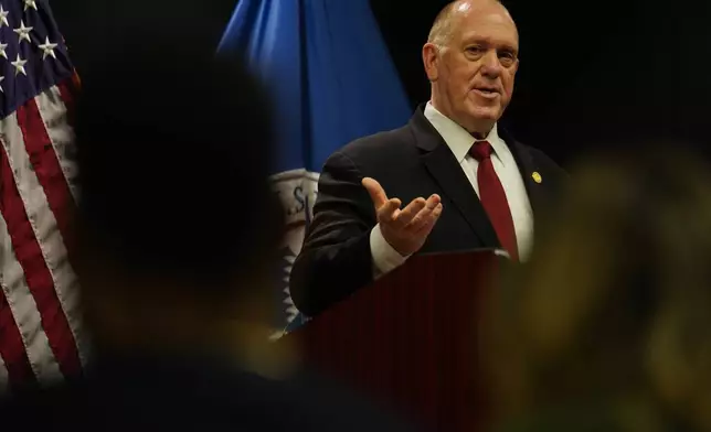 White House border czar Tom Homan holds a news conference at the Bishop Whipple Federal building on Wednesday, Feb. 4, 2026 in Minneapolis. (AP Photo/Ryan Murphy)