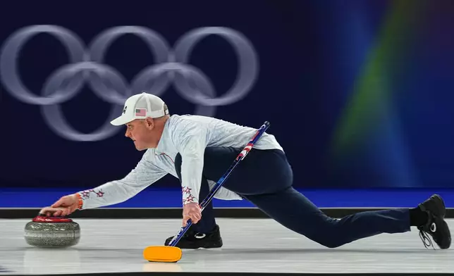United States' Rich Ruohonen in action during a practice session, at the 2026 Winter Olympics, in Cortina d'Ampezzo, Italy, Saturday, Feb. 14, 2026. (AP Photo/Fatima Shbair)