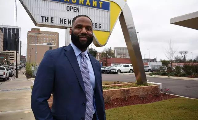 Democrat Evan Turnage, who is challenging Rep. Bennie Thompson, D-Miss., in the March primary, poses for a portrait in Jackson, Miss., Jan. 22, 2026. (AP Photo/Sophie Bates)