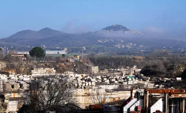 A general view of the Degemar Quarry near Tivoli, Italy, 35 kilometers east of Rome, on Friday, Feb. 13, 2026, where 17th-century Baroque architect Gian Lorenzo Bernini selected travertine for the colonnade of St. Peter's Square. (AP Photo/Gregorio Borgia)