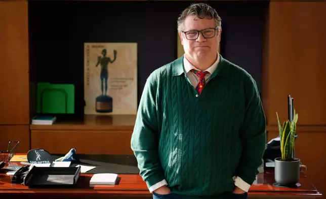 SAG-AFTRA president Sean Astin poses for a portrait at his office in Los Angeles on Dec. 19, 2025. (AP Photo/Chris Pizzello)