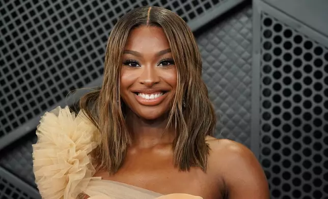 Coco Jones arrives at the 68th annual Grammy Awards on Sunday, Feb. 1, 2026, in Los Angeles. (Photo by Jordan Strauss/Invision/AP)
