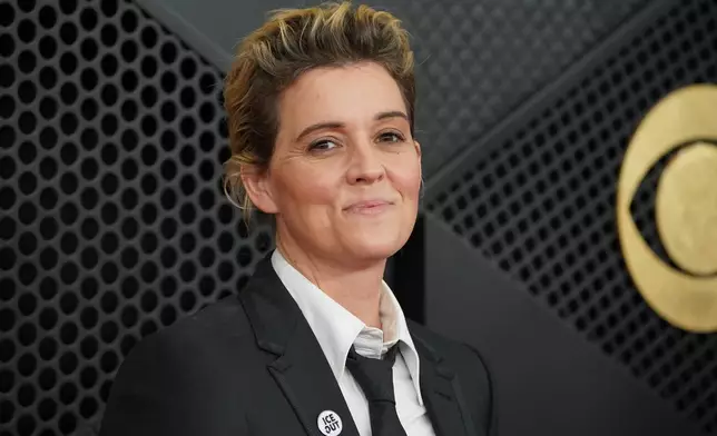 Brandi Carlile arrives at the 68th annual Grammy Awards on Sunday, Feb. 1, 2026, in Los Angeles. (Photo by Jordan Strauss/Invision/AP)