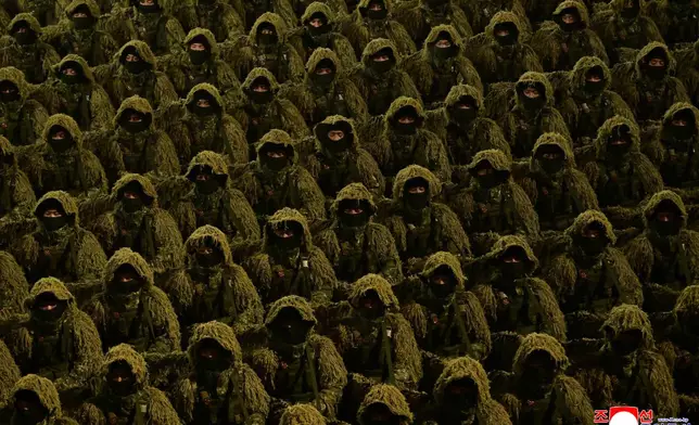 In this photo provided by the North Korean government, soldiers attend a parade at Kim Il Sung Square in Pyongyang, North Korea Wednesday, Feb. 25, 2026 as the North wrapped up the Workers’ Party congress. Independent journalists were not given access to cover the event depicted in this image distributed by the North Korean government. The content of this image is as provided and cannot be independently verified. Korean language watermark on image as provided by source reads: "KCNA" which is the abbreviation for Korean Central News Agency. (Korean Central News Agency/Korea News Service via AP)