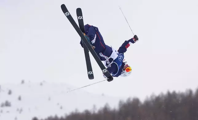 United States' Alex Ferreira competes during the men's freestyle skiing halfpipe qualifications at the 2026 Winter Olympics, in Livigno, Italy, Friday, Feb. 20, 2026. (AP Photo/Gregory Bull)