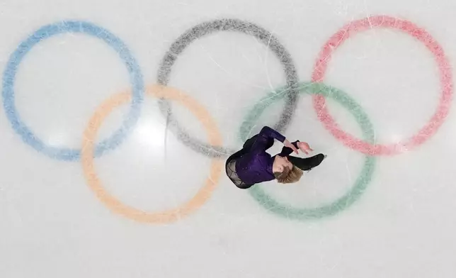 FILE - Aleksandr Selevko, of Estonia, competes during the men's figure skating short program at the 2026 Winter Olympics, in Milan, Italy, Tuesday, Feb. 10, 2026. (AP Photo/Christophe Ena)
