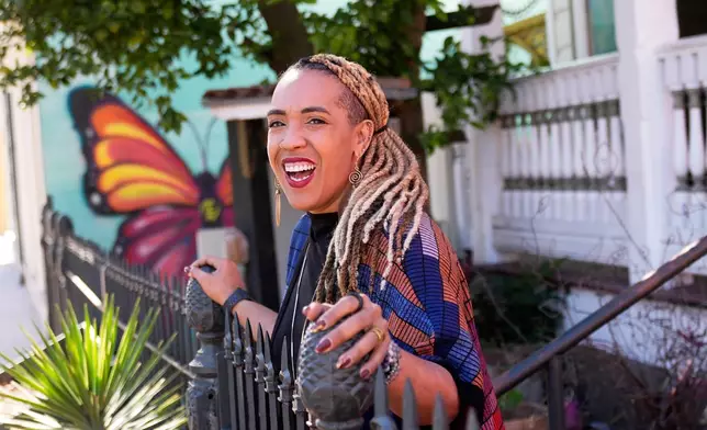 Angelique Roche, author of an upcoming Book "First Freedom: The Story of Opal Lee and Juneteenth," poses for a portrait at the Ashe Cultural Arts Center, Thursday, Jan. 29, 2026, in New Orleans. (AP Photo/Gerald Herbert)