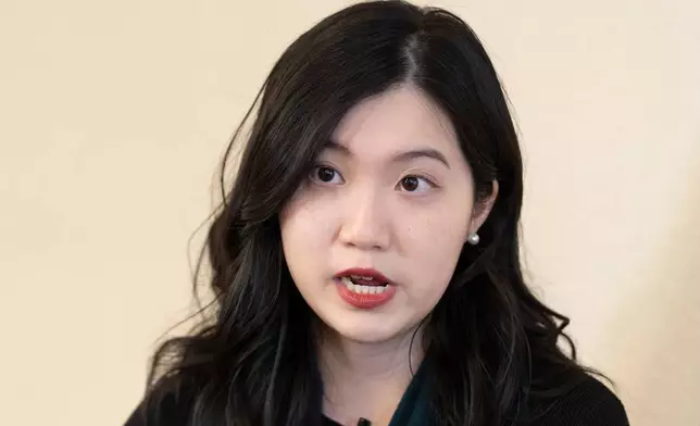 Hong Kong activist in exile Anna Kwok speaks in Washington, Friday, Feb. 27, 2026. (AP Photo)