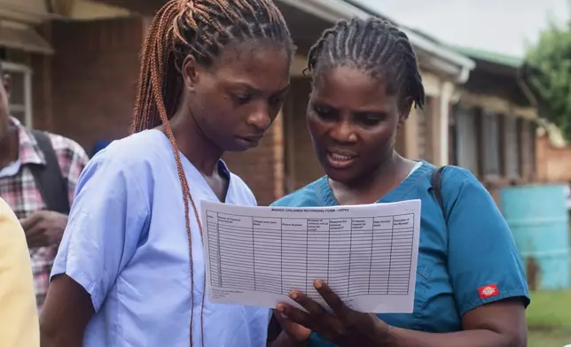 Health workers get ready to administer oral polio vaccines to children in the Ndirande Township of Blantyre, Malawi, Wednesday, Feb. 11, 2026. (AP Photo/Kenneth Jali)