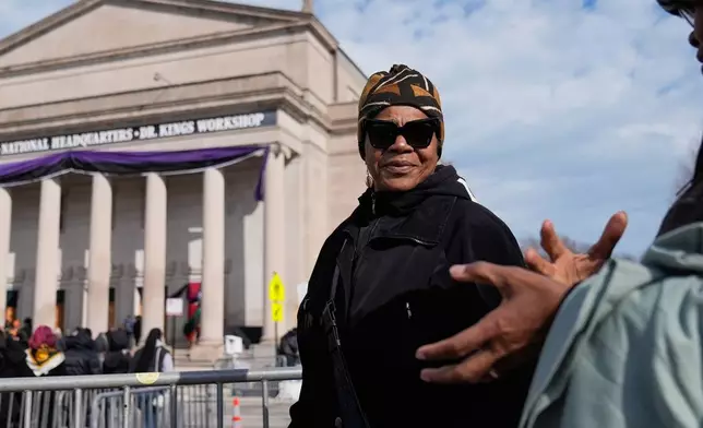 Patricia Montgomery waits in line to attend a public visitation for the Rev. Jesse Jackson at Rainbow PUSH Coalition headquarters Friday, Feb. 27, 2026, in Chicago. (AP Photo/Erin Hooley)