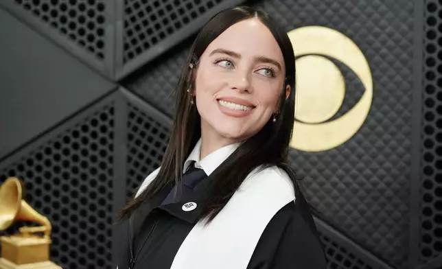 Billie Eilish arrives at the 68th annual Grammy Awards on Sunday, Feb. 1, 2026, in Los Angeles. (Photo by Jordan Strauss/Invision/AP)