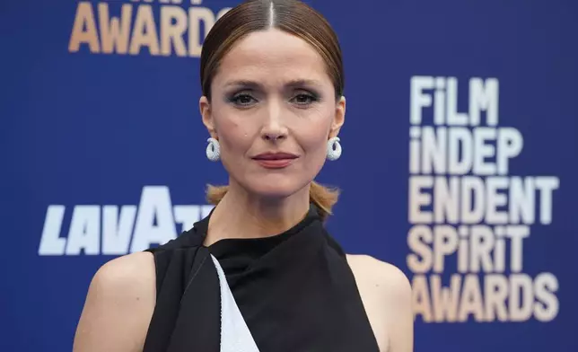 Rose Byrne arrives at the Film Independent Spirit Awards on Sunday, Feb. 15, 2026, at the Hollywood Palladium in Los Angeles. (Photo by Jordan Strauss/Invision/AP)