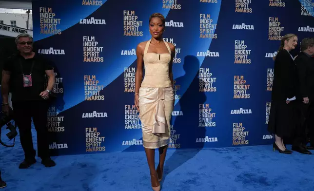 Keke Palmer arrives at the Film Independent Spirit Awards on Sunday, Feb. 15, 2026, at the Hollywood Palladium in Los Angeles. (Photo by Jordan Strauss/Invision/AP)