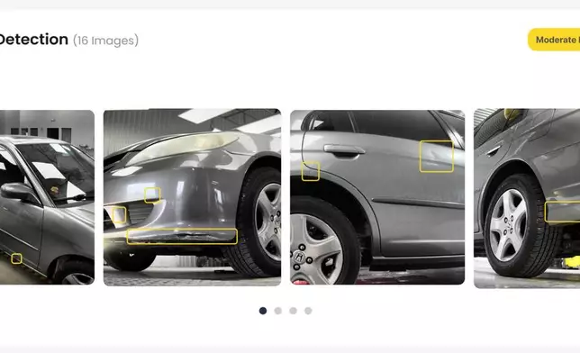 An AI-powered damage detection snapshot generated by ACV’s VIPER, highlighting detected vehicle condition details as part of a standardized digital condition summary.