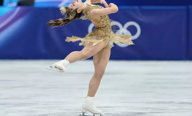 Alysa Liu of the United States competes during the women's figure skating free program at the 2026 Winter Olympics, in Milan, Italy, Thursday, Feb. 19, 2026. (AP Photo/Natacha Pisarenko)