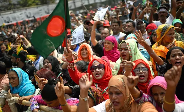 Bangladesh Nationalist Party (BNP) supporters shout slogans during an election rally on the last day of the election campaign, in Dhaka, Bangladesh, Monday, Feb. 9, 2026. (AP Photo/Mahmud Hossain Opu)