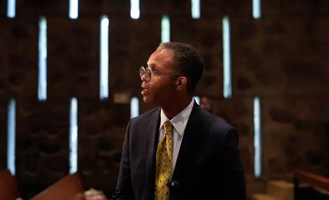 Former Illinois Rep. Jesse Jackson Jr. speaks during an event where he was endorsed by the Southland Minister Alliance as a candidate for his old congressional seat after more than a decade out of office, Oct. 15, 2025, at Victory Christian International Ministries in Park Forest, Ill. (AP Photo/Erin Hooley)