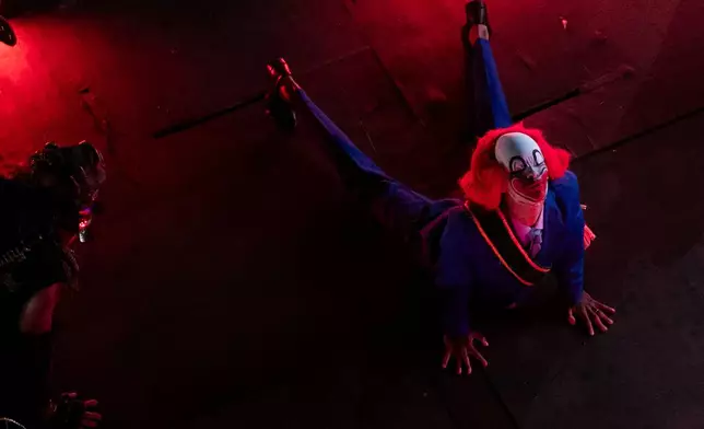 Performers from the Academicos de Niteroi samba school parade on a float during Carnival celebrations at the Sambadrome in Rio de Janeiro, Sunday, Feb. 15, 2026. (AP Photo/Bruna Prado)
