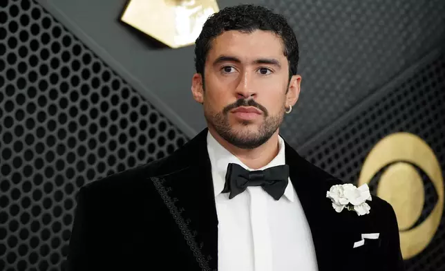 Bad Bunny arrives at the 68th annual Grammy Awards on Sunday, Feb. 1, 2026, in Los Angeles. (Photo by Jordan Strauss/Invision/AP)