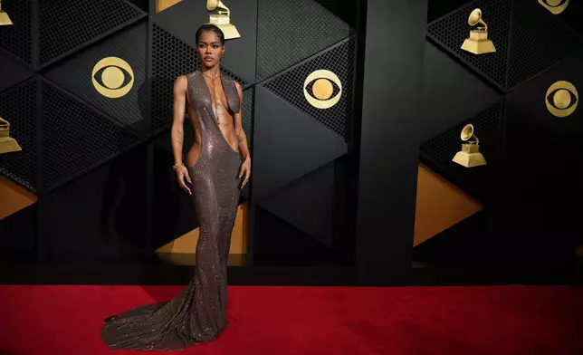 Teyana Taylor arrives at the 68th annual Grammy Awards on Sunday, Feb. 1, 2026, in Los Angeles. (Photo by Jordan Strauss/Invision/AP)