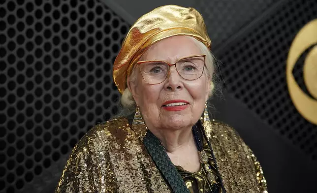 Joni MItchell arrives at the 68th annual Grammy Awards on Sunday, Feb. 1, 2026, in Los Angeles. (Photo by Jordan Strauss/Invision/AP)