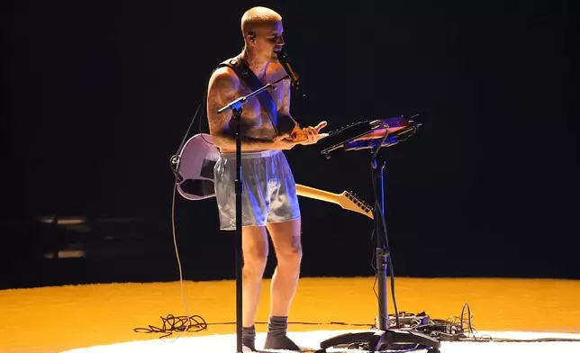 Justin Bieber performs "Yukon" during the 68th annual Grammy Awards on Sunday, Feb. 1, 2026, in Los Angeles. (AP Photo/Chris Pizzello)